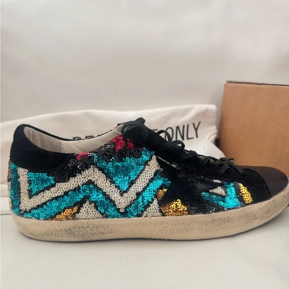 Golden goose GGDB super star full paillette black and blue glitters sneakers - Picture 8 of 14